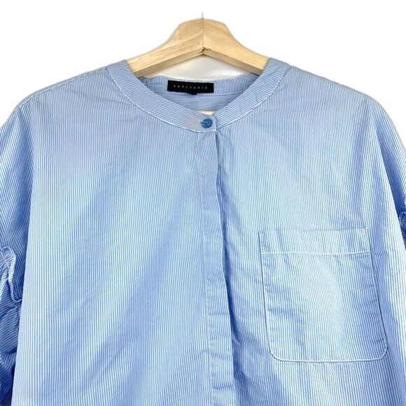 Sanctuary Womens Button Down Shirt Blue Stripe Long Sleeve 100% Cotton Blouse S - Picture 7 of 9